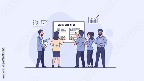 Team Brainstorming Vision Statement on Board
