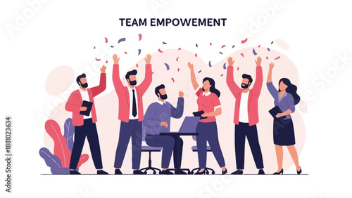 Team Empowerment Celebration: Business Success, Unity, and Achievement