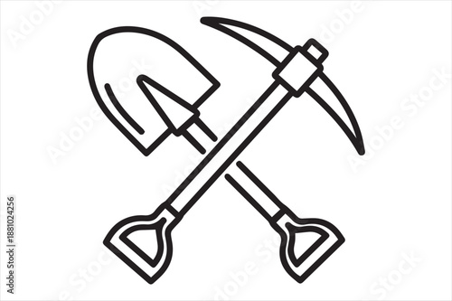 Crossed shovel and pickaxe Vector