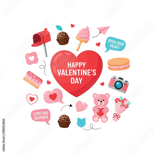 Valentine's Day celebration with heart decorations
