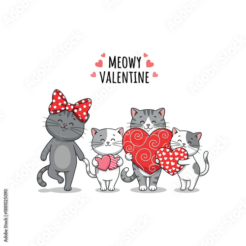 Cats celebrate Valentine's Day with hearts and love
