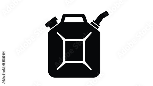Simple black and white icon depicting a portable fuel container or gas can