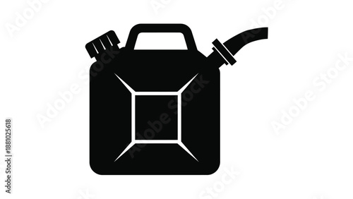 Simple black and white silhouette of a classic metal gasoline can