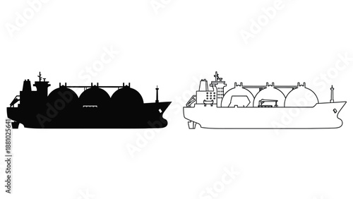 Detailed outline of a large tanker ship showcasing its structural design