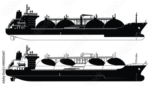 Detailed silhouette of a large oil tanker ship with prominent storage tanks