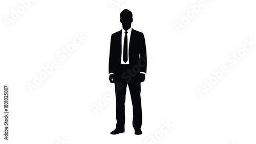 a black silhouette of a man in a business suit and tie