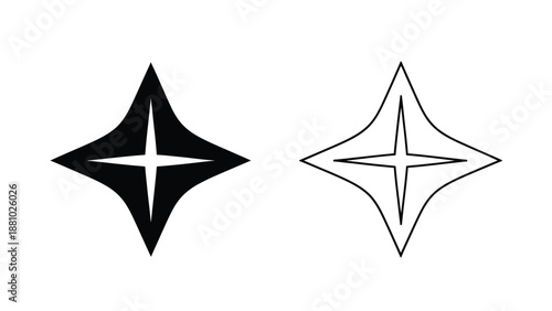 Two contrasting diamond shapes one solid black the other a white outline