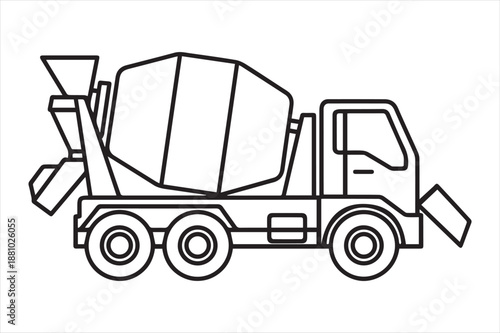 Illustrated cement mixer truck Vector