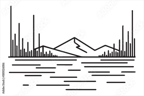 Abstract line art with peaks and valleys Vector