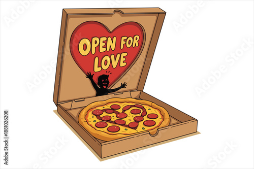 Pizza box with heartfelt message Vector
