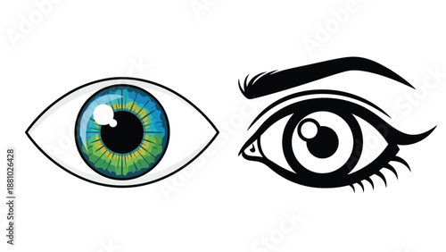 Detailed illustration of a human eye with realistic iris and eyebrow