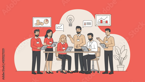 Business Team Meeting, Brainstorming Ideas, Collaboration, Strategy, Presentation