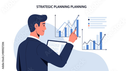 Businessman analyzing financial charts and graphs for strategic planning