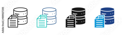 Data Document icon set multiple style collection