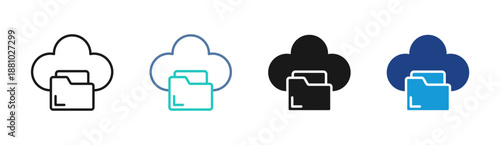 Cloud Folder icon set multiple style collection