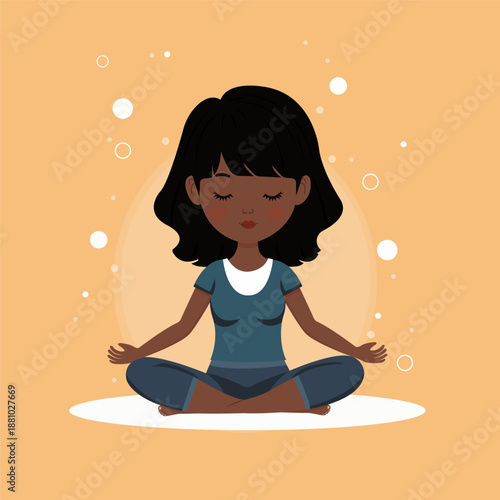 Illustration of a girl doing yoga