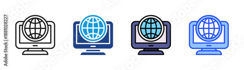 Web Monitor icon set multiple style collection