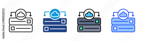 Cloud Server icon set multiple style collection