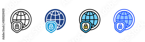 Secure Network icon set multiple style collection