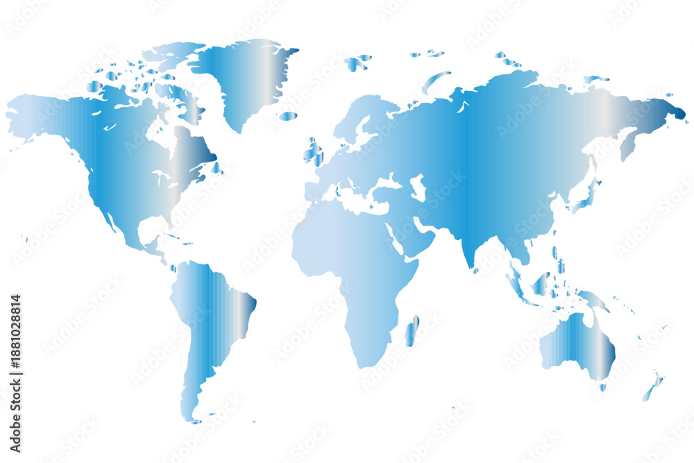 Fototapeta premium world map on white background, Global World Map Showing Continents and Oceans Isolated