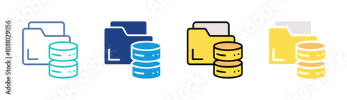 Folder Database icon set multiple style collection