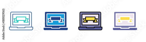 Media Screen icon set multiple style collection