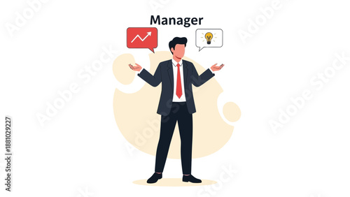 Business Manager Balancing Growth and Ideas with Abstract Background