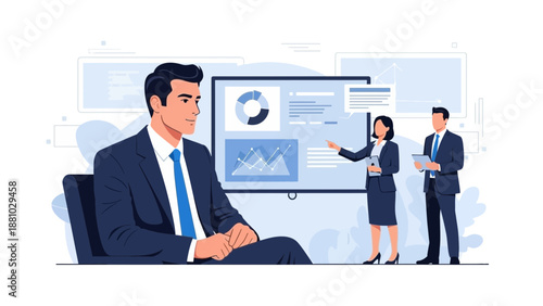 Business Meeting Presentation with Charts and Graphs