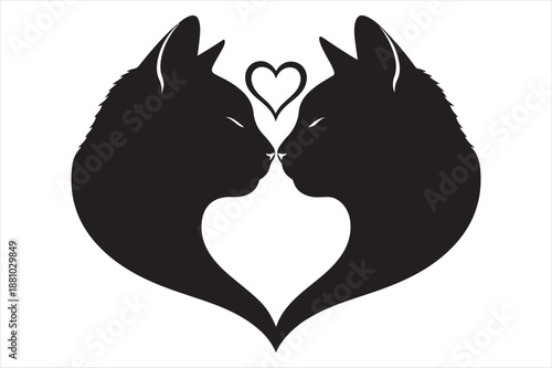 Two cats sharing a heart Vector