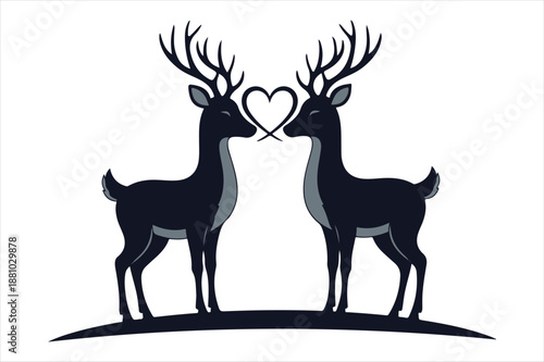 Two deer with heart-shaped noses Vector