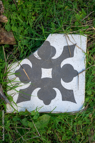 Wallpaper Mural Decorative ceramic tile on green grass Torontodigital.ca