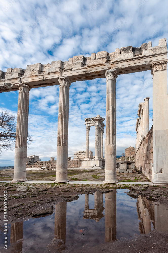 Fototapeta premium The Temple of Trajan view in Bergama Town of Turkey