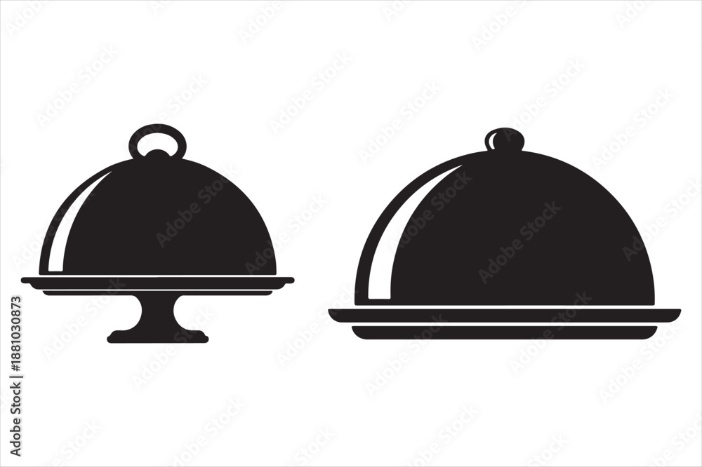Fototapeta premium Two food domed servers Vector