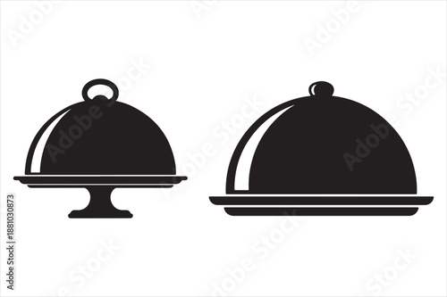 Two food domed servers Vector