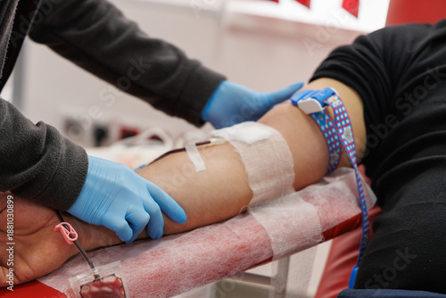blood donation self capture of arm