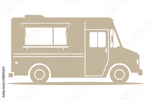 Brown camper van on road Vector