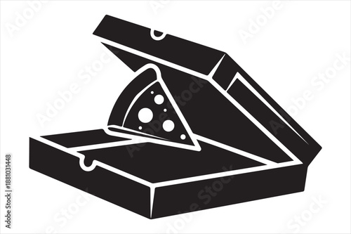 Single slice of pizza in box Vector