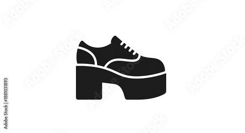 Bold black platform shoe with white laces, symbolizing retro fashion and individuality