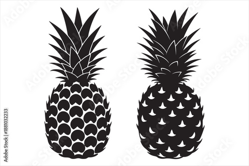 Two black and white pineapples Vector