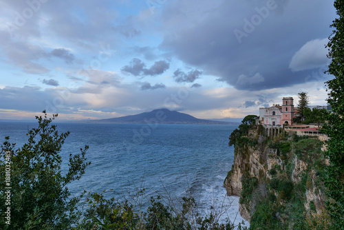 A small church overlooking the sea in Vico Equense, a town in the province of Naples, Italy.