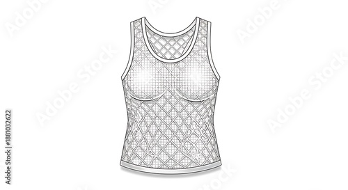 Fashionable sheer mesh tank top with a diamond pattern, perfect for layering