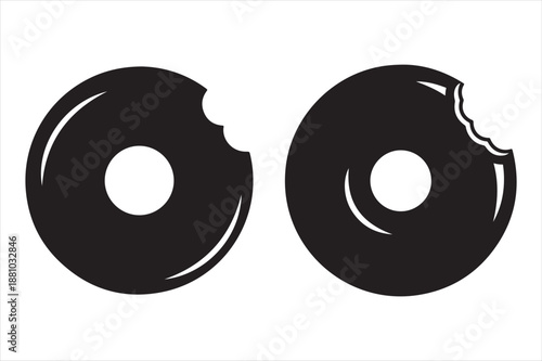 Two bite-marked donuts Vector