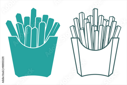 Two buckets of french fries Vector
