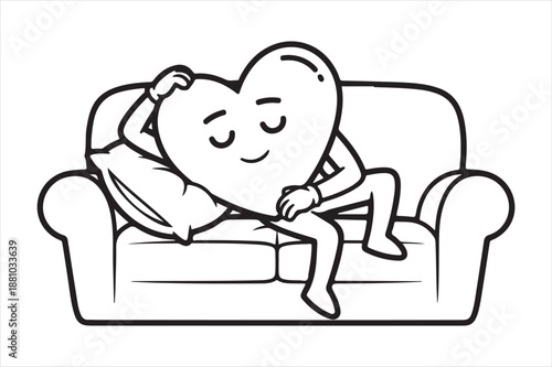 Relaxed heart lounging on sofa Vector