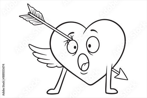 Heart character running with arrow Vector