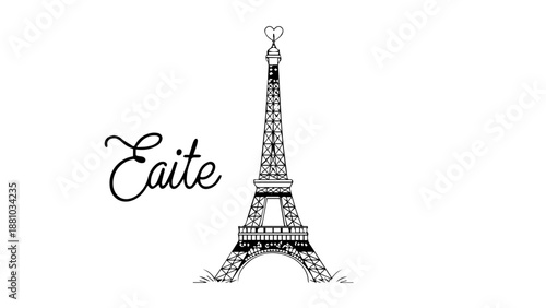 Eiffel tower with caile isolated on white background, Vector