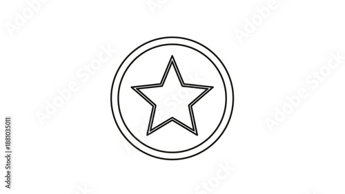 Simple black line art icon depicting a five-pointed star shape enclosed within a circular border design element.