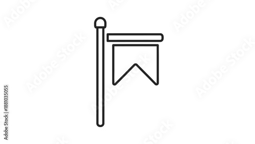 Minimalist outline icon depicting a vertical flagpole supporting a simple rectangular pennant banner with a distinct pointed tail design.