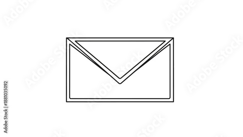 Simple black outline icon design representing a closed rectangular mail envelope ready for sending or receiving correspondence