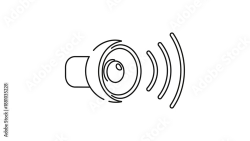 Simple black line art icon illustrating a loud sound speaker emitting radiating audio waves for notifications or alerts.
